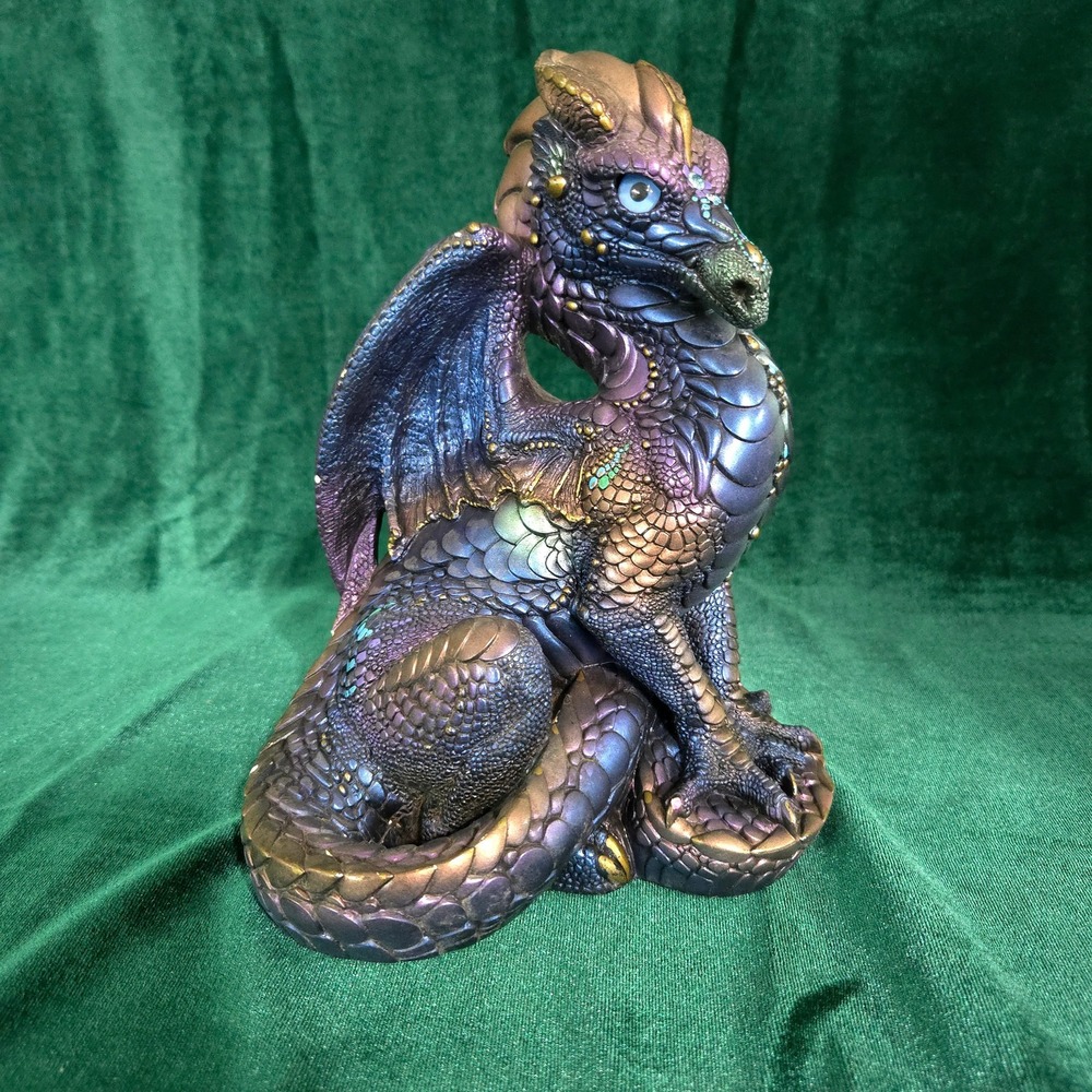 Windstone Editions Pena Dragon Figure Purple Blue Bronze Signed Pena ©86